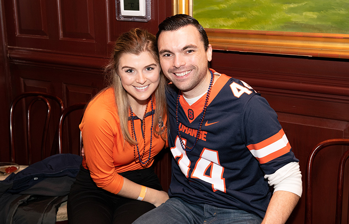 Couple smiling at Clyde's.